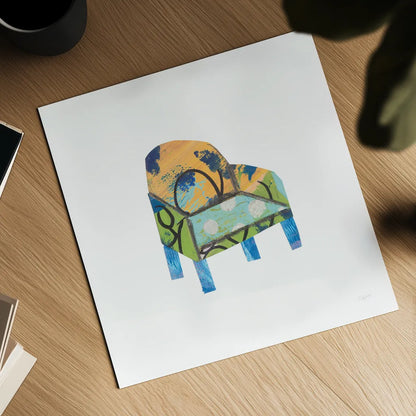Mod Chairs II by Courtney Prahl. Shown as a detailed flat fine art print, highlighting archival giclee quality. Available as an archival giclee rolled canvas, fine art paper, or poster print. SKU 64270a.