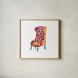Mod Chairs IV by Courtney Prahl. Shown in a natural wood glass frame for a timeless modern aesthetic. Available as an archival giclee rolled canvas, fine art paper, or poster print. SKU 64272a.