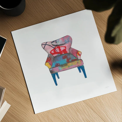 Mod Chairs VIII by Courtney Prahl. Shown as a detailed flat fine art print, highlighting archival giclee quality. Available as an archival giclee rolled canvas, fine art paper, or poster print. SKU 64276a.