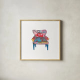 Mod Chairs VIII by Courtney Prahl. Shown in a natural wood glass frame for a timeless modern aesthetic. Available as an archival giclee rolled canvas, fine art paper, or poster print. SKU 64276a.