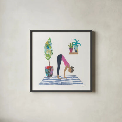 Namaste III by Courtney Prahl. Shown in a sleek black glass frame for a contemporary gallery look. Available as an archival giclee rolled canvas, fine art paper, or poster print. SKU 64266a.