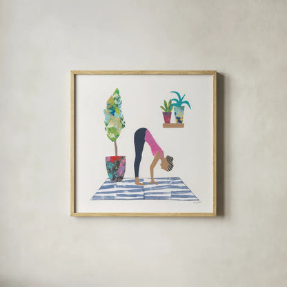 Namaste III by Courtney Prahl. Shown in a natural wood glass frame for a timeless modern aesthetic. Available as an archival giclee rolled canvas, fine art paper, or poster print. SKU 64266a.
