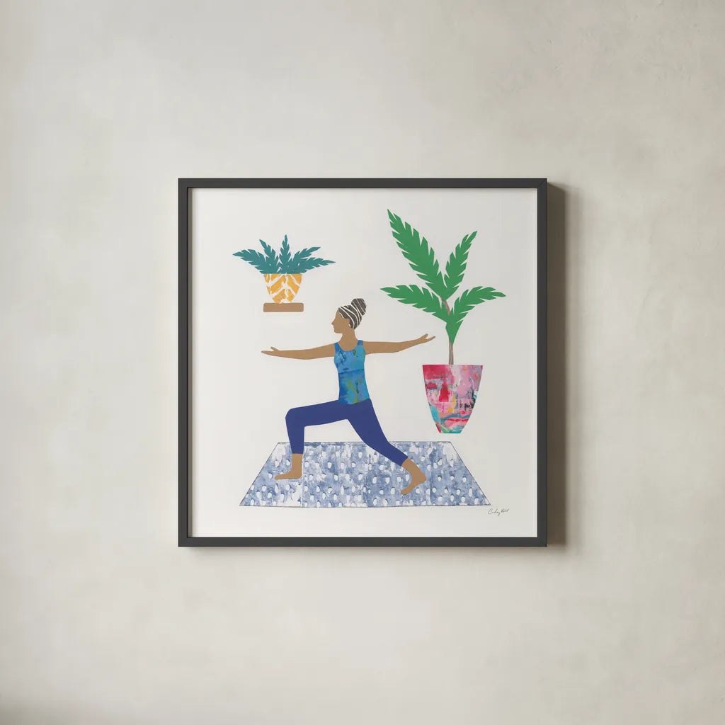 Namaste IV by Courtney Prahl. Shown in a sleek black glass frame for a contemporary gallery look. Available as an archival giclee rolled canvas, fine art paper, or poster print. SKU 64267a.