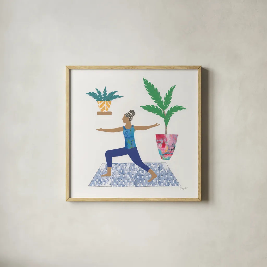 Namaste IV by Courtney Prahl. Shown in a natural wood glass frame for a timeless modern aesthetic. Available as an archival giclee rolled canvas, fine art paper, or poster print. SKU 64267a.