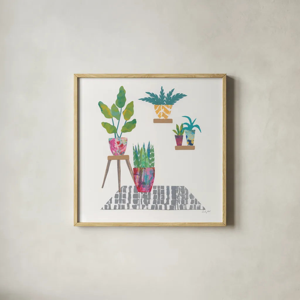 Namaste V by Courtney Prahl. Shown in a natural wood glass frame for a timeless modern aesthetic. Available as an archival giclee rolled canvas, fine art paper, or poster print. SKU 64268a.