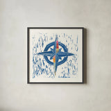 Nautical Collage I by Courtney Prahl. Shown in a sleek black glass frame for a contemporary gallery look. Available as an archival giclee rolled canvas, fine art paper, or poster print. SKU 32800a.