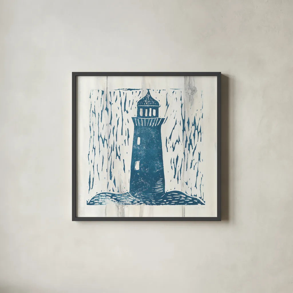 Nautical Collage I On White Wood by Courtney Prahl. Shown in a sleek black glass frame for a contemporary gallery look. Available as an archival giclee rolled canvas, fine art paper, or poster print. SKU 41771a.