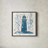 Nautical Collage I On White Wood by Courtney Prahl. Shown in a sleek black glass frame for a contemporary gallery look. Available as an archival giclee rolled canvas, fine art paper, or poster print. SKU 41771a.