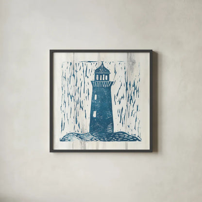 Nautical Collage I On White Wood by Courtney Prahl. Shown in a sleek black glass frame for a contemporary gallery look. Available as an archival giclee rolled canvas, fine art paper, or poster print. SKU 41771a.
