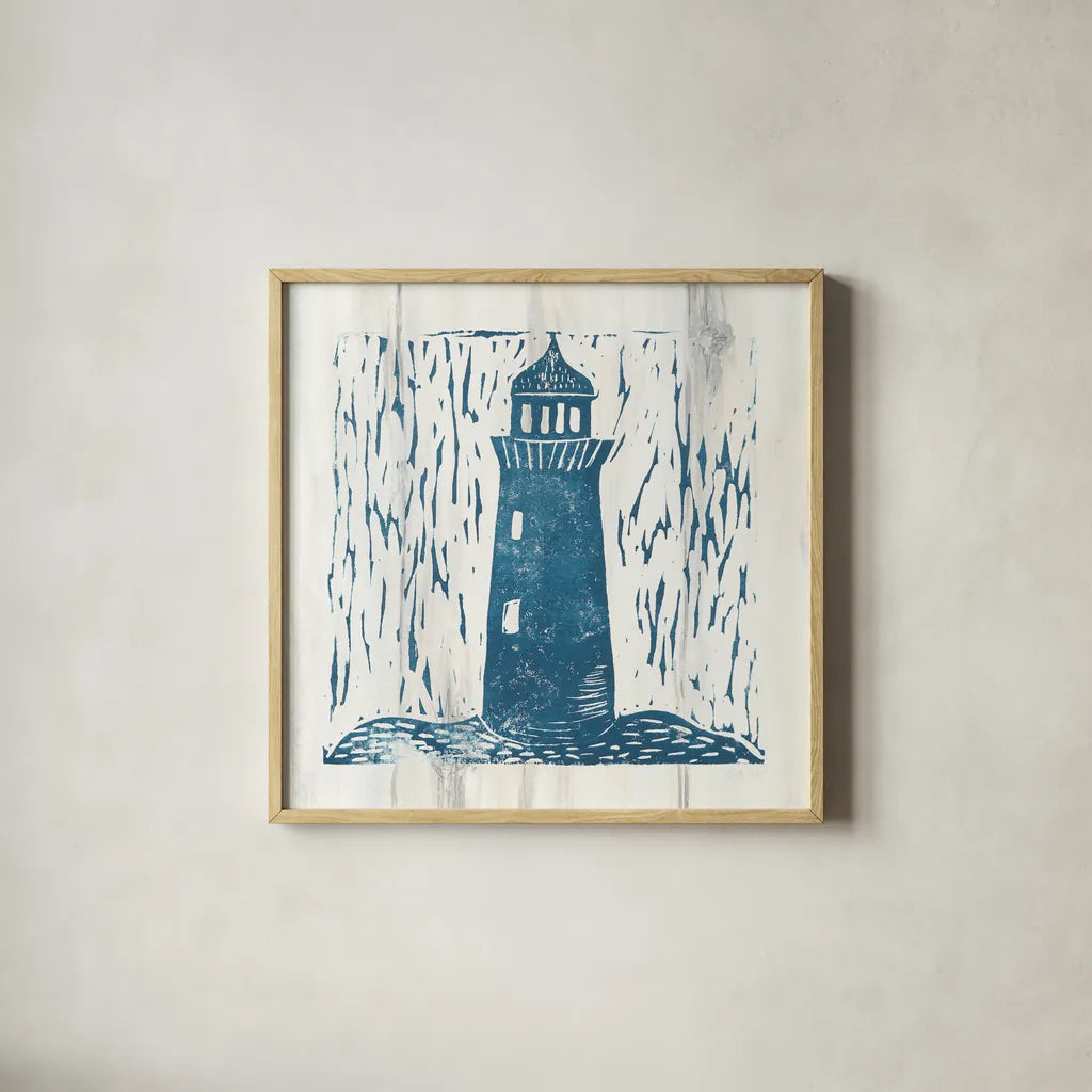 Nautical Collage I On White Wood by Courtney Prahl. Shown in a natural wood glass frame for a timeless modern aesthetic. Available as an archival giclee rolled canvas, fine art paper, or poster print. SKU 41771a.