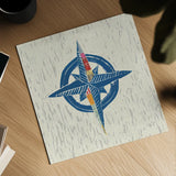 Nautical Collage I on Linen by Courtney Prahl. Shown as a detailed flat fine art print, highlighting archival giclee quality. Available as an archival giclee rolled canvas, fine art paper, or poster print. SKU 33860a.