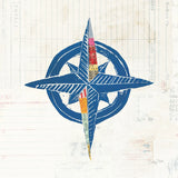 Nautical Collage I on Newsprint by Courtney Prahl. SKU 33864a. Archival Giclee Fine art print for wall decor.
