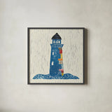 Nautical Collage II on Linen by Courtney Prahl. Shown in a sleek black glass frame for a contemporary gallery look. Available as an archival giclee rolled canvas, fine art paper, or poster print. SKU 33861a.