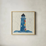 Nautical Collage II on Linen by Courtney Prahl. Shown in a natural wood glass frame for a timeless modern aesthetic. Available as an archival giclee rolled canvas, fine art paper, or poster print. SKU 33861a.