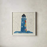 Nautical Collage II on Linen by Courtney Prahl. Shown in a crisp white glass frame for a clean and minimalist style. Available as an archival giclee rolled canvas, fine art paper, or poster print. SKU 33861a.