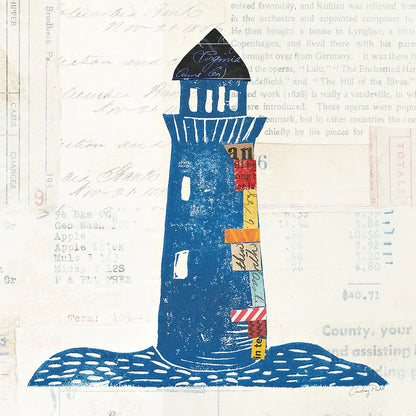 Nautical Collage II on Newsprint by Courtney Prahl. SKU 33865a. Archival Giclee Fine art print for wall decor.