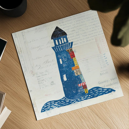 Nautical Collage II on Newsprint by Courtney Prahl. Shown as a detailed flat fine art print, highlighting archival giclee quality. Available as an archival giclee rolled canvas, fine art paper, or poster print. SKU 33865a.