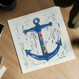 Nautical Collage III by Courtney Prahl. Shown as a detailed flat fine art print, highlighting archival giclee quality. Available as an archival giclee rolled canvas, fine art paper, or poster print. SKU 32802a.