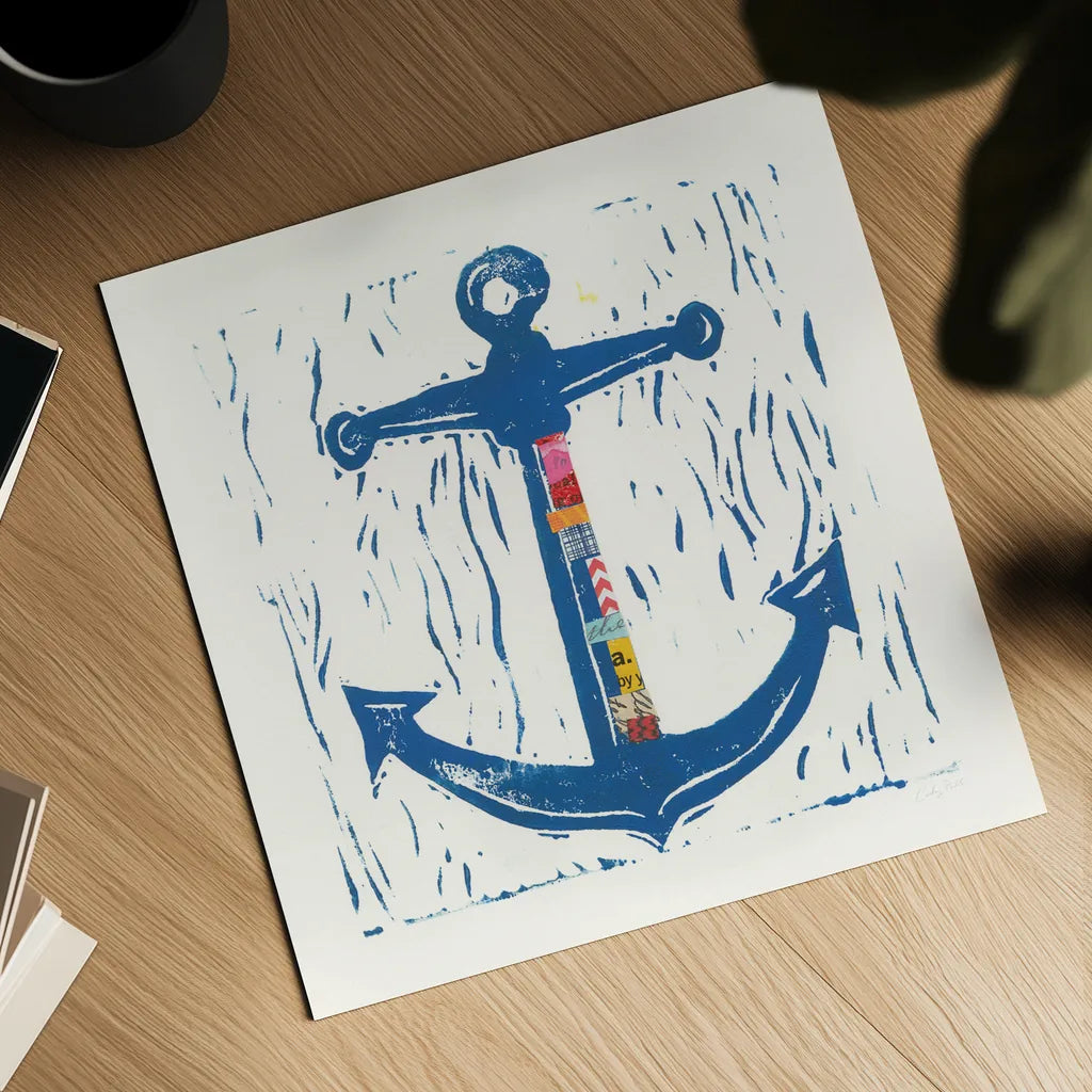 Nautical Collage III by Courtney Prahl. Shown as a detailed flat fine art print, highlighting archival giclee quality. Available as an archival giclee rolled canvas, fine art paper, or poster print. SKU 32802a.