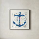 Nautical Collage III by Courtney Prahl. Shown in a sleek black glass frame for a contemporary gallery look. Available as an archival giclee rolled canvas, fine art paper, or poster print. SKU 32802a.