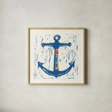 Nautical Collage III by Courtney Prahl. Shown in a natural wood glass frame for a timeless modern aesthetic. Available as an archival giclee rolled canvas, fine art paper, or poster print. SKU 32802a.