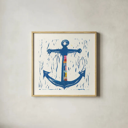 Nautical Collage III by Courtney Prahl. Shown in a natural wood glass frame for a timeless modern aesthetic. Available as an archival giclee rolled canvas, fine art paper, or poster print. SKU 32802a.