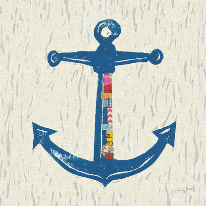 Nautical Collage III on Linen by Courtney Prahl. SKU 33862a. Archival Giclee Fine art print for wall decor.