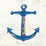 Nautical Collage III on Newsprint by Courtney Prahl. SKU 33866a. Archival Giclee Fine art print for wall decor.