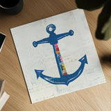 Nautical Collage III on Newsprint by Courtney Prahl. Shown as a detailed flat fine art print, highlighting archival giclee quality. Available as an archival giclee rolled canvas, fine art paper, or poster print. SKU 33866a.