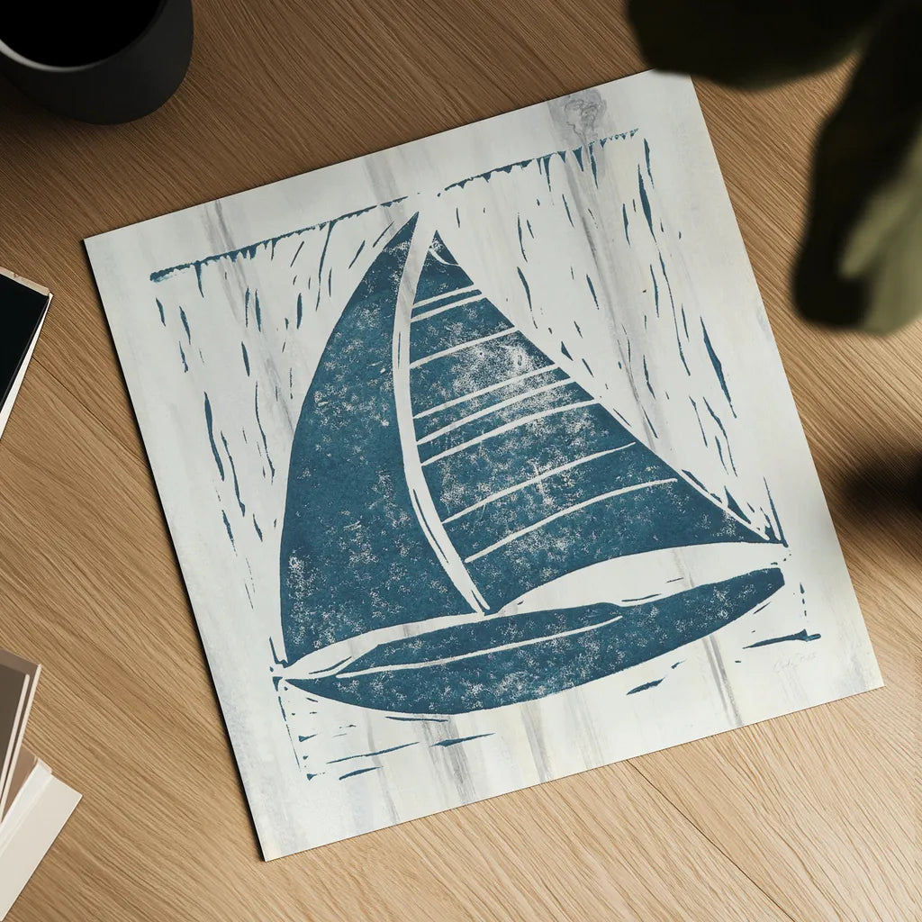 Nautical Collage IV On White Wood by Courtney Prahl. Shown as a detailed flat fine art print, highlighting archival giclee quality. Available as an archival giclee rolled canvas, fine art paper, or poster print. SKU 41773a.