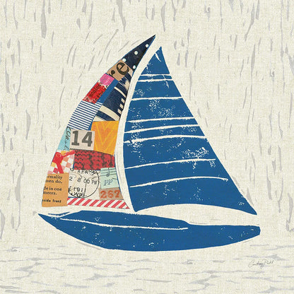 Nautical Collage IV on Linen by Courtney Prahl. SKU 33863a. Archival Giclee Fine art print for wall decor.