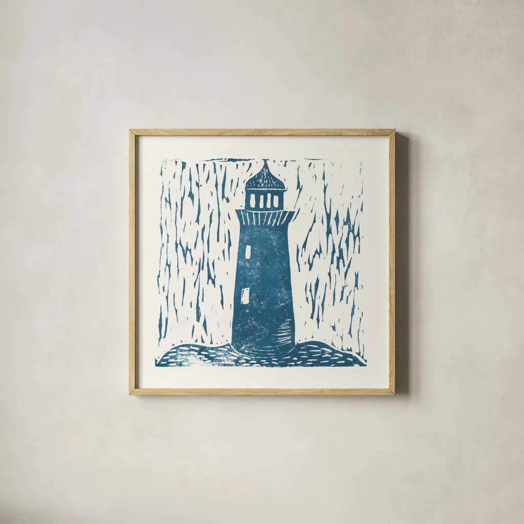 Nautical Collage on White I by Courtney Prahl. Shown in a natural wood glass frame for a timeless modern aesthetic. Available as an archival giclee rolled canvas, fine art paper, or poster print. SKU 32804a.