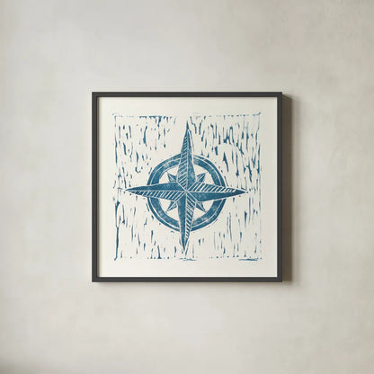 Nautical Collage on White II by Courtney Prahl. Shown in a sleek black glass frame for a contemporary gallery look. Available as an archival giclee rolled canvas, fine art paper, or poster print. SKU 32805a.