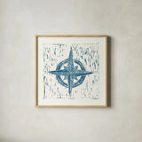 Nautical Collage on White II by Courtney Prahl. Shown in a natural wood glass frame for a timeless modern aesthetic. Available as an archival giclee rolled canvas, fine art paper, or poster print. SKU 32805a.
