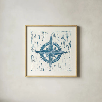 Nautical Collage on White II by Courtney Prahl. Shown in a natural wood glass frame for a timeless modern aesthetic. Available as an archival giclee rolled canvas, fine art paper, or poster print. SKU 32805a.