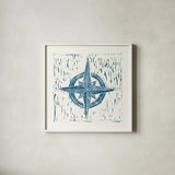 Nautical Collage on White II by Courtney Prahl. Shown in a crisp white glass frame for a clean and minimalist style. Available as an archival giclee rolled canvas, fine art paper, or poster print. SKU 32805a.