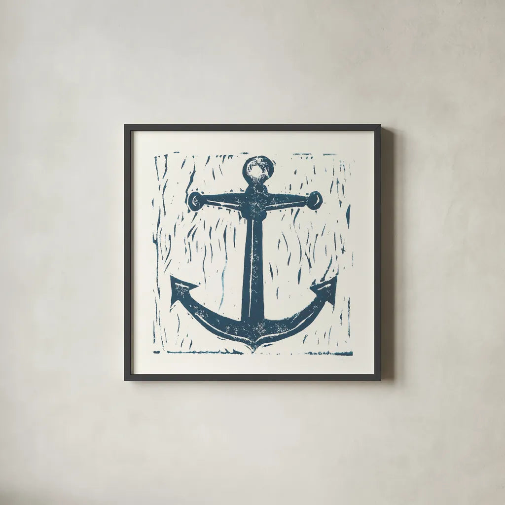 Nautical Collage on White III by Courtney Prahl. Shown in a sleek black glass frame for a contemporary gallery look. Available as an archival giclee rolled canvas, fine art paper, or poster print. SKU 32806a.