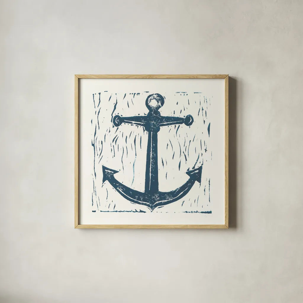 Nautical Collage on White III by Courtney Prahl. Shown in a natural wood glass frame for a timeless modern aesthetic. Available as an archival giclee rolled canvas, fine art paper, or poster print. SKU 32806a.