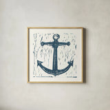 Nautical Collage on White III by Courtney Prahl. Shown in a natural wood glass frame for a timeless modern aesthetic. Available as an archival giclee rolled canvas, fine art paper, or poster print. SKU 32806a.