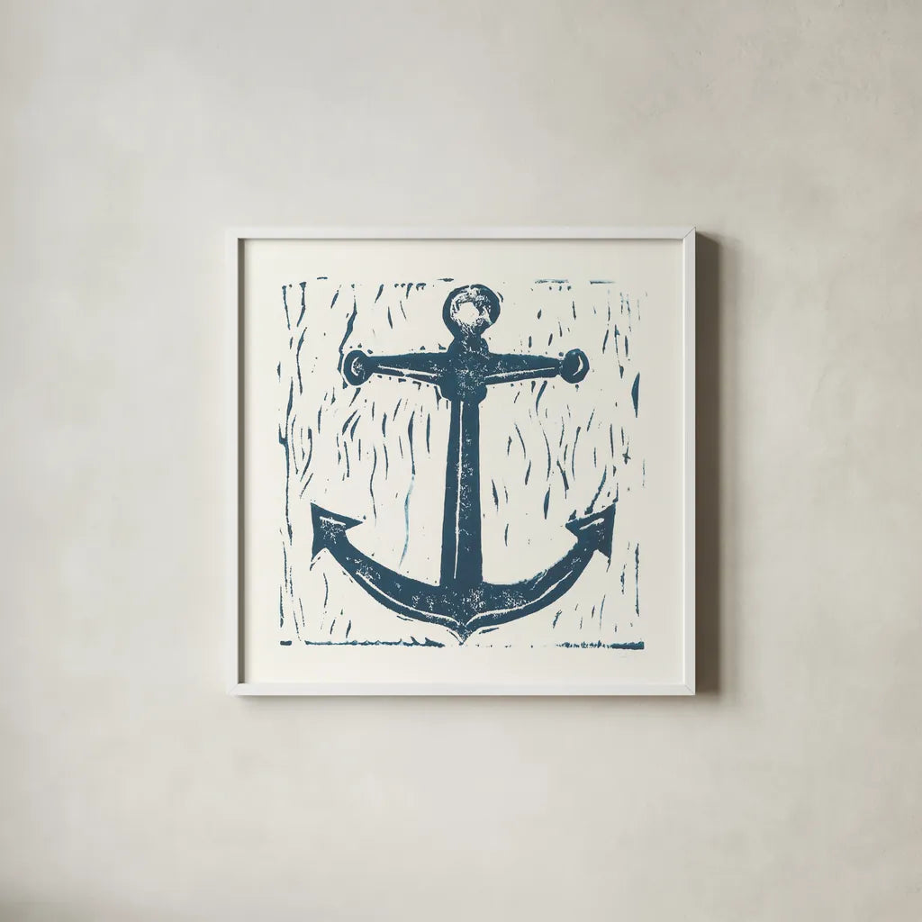 Nautical Collage on White III by Courtney Prahl. Shown in a crisp white glass frame for a clean and minimalist style. Available as an archival giclee rolled canvas, fine art paper, or poster print. SKU 32806a.