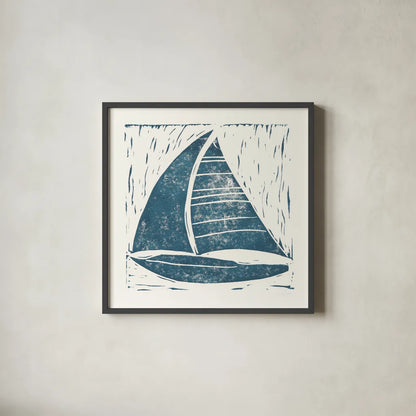 Nautical Collage on White IV by Courtney Prahl. Shown in a sleek black glass frame for a contemporary gallery look. Available as an archival giclee rolled canvas, fine art paper, or poster print. SKU 32807a.