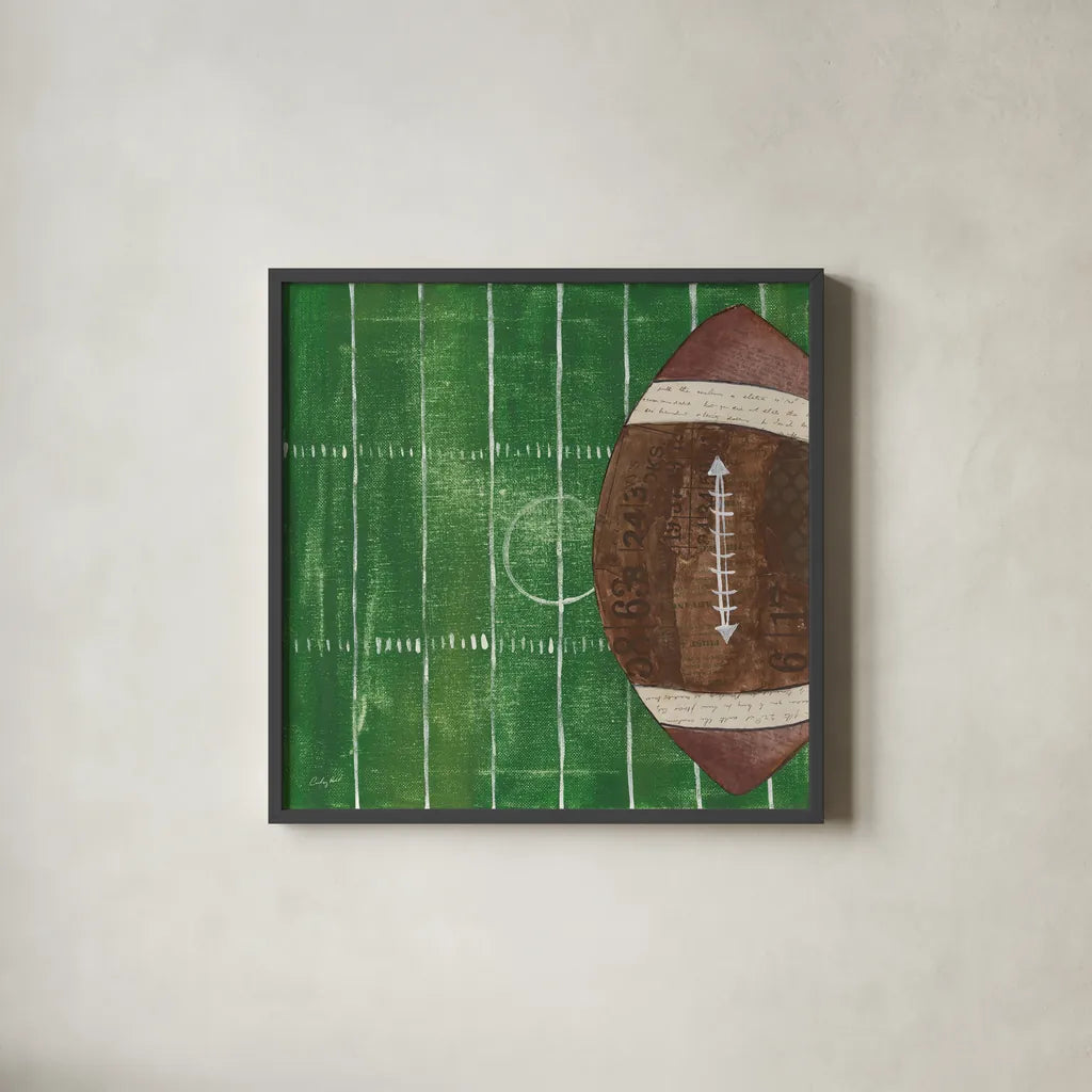 On the Field I by Courtney Prahl. Shown in a sleek black glass frame for a contemporary gallery look. Available as an archival giclee rolled canvas, fine art paper, or poster print. SKU 31723a.