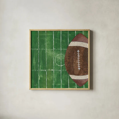 On the Field I by Courtney Prahl. Shown in a natural wood glass frame for a timeless modern aesthetic. Available as an archival giclee rolled canvas, fine art paper, or poster print. SKU 31723a.