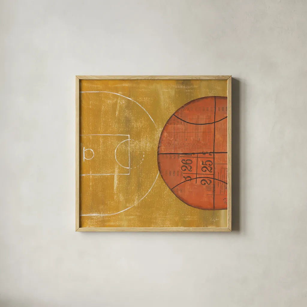 On the Field II by Courtney Prahl. Shown in a natural wood glass frame for a timeless modern aesthetic. Available as an archival giclee rolled canvas, fine art paper, or poster print. SKU 31724a.