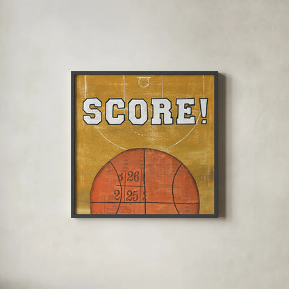 On the Field II Score by Courtney Prahl. Shown in a sleek black glass frame for a contemporary gallery look. Available as an archival giclee rolled canvas, fine art paper, or poster print. SKU 32959a.