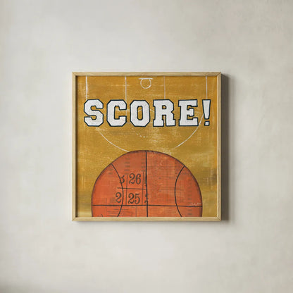 On the Field II Score by Courtney Prahl. Shown in a natural wood glass frame for a timeless modern aesthetic. Available as an archival giclee rolled canvas, fine art paper, or poster print. SKU 32959a.