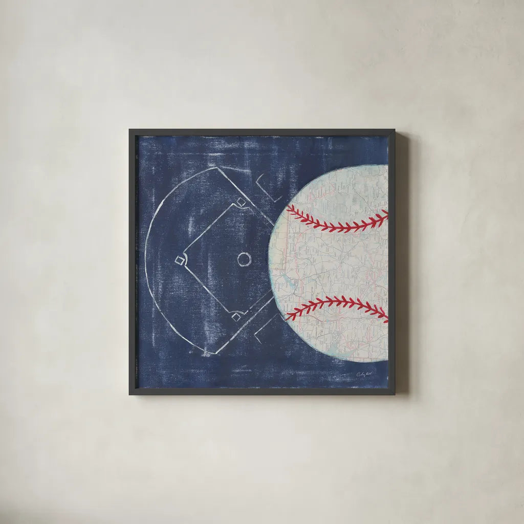 On the Field III by Courtney Prahl. Shown in a sleek black glass frame for a contemporary gallery look. Available as an archival giclee rolled canvas, fine art paper, or poster print. SKU 31725a.