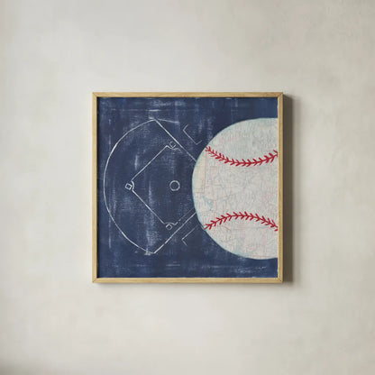 On the Field III by Courtney Prahl. Shown in a natural wood glass frame for a timeless modern aesthetic. Available as an archival giclee rolled canvas, fine art paper, or poster print. SKU 31725a.