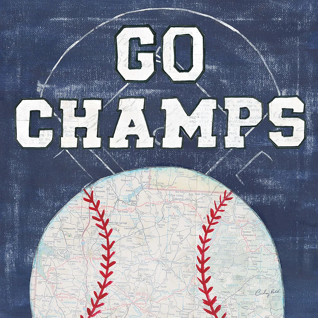 On the Field III Go Champs by Courtney Prahl. SKU 32960a. Archival Giclee Fine art print for wall decor.