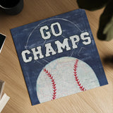 On the Field III Go Champs by Courtney Prahl. Shown as a detailed flat fine art print, highlighting archival giclee quality. Available as an archival giclee rolled canvas, fine art paper, or poster print. SKU 32960a.